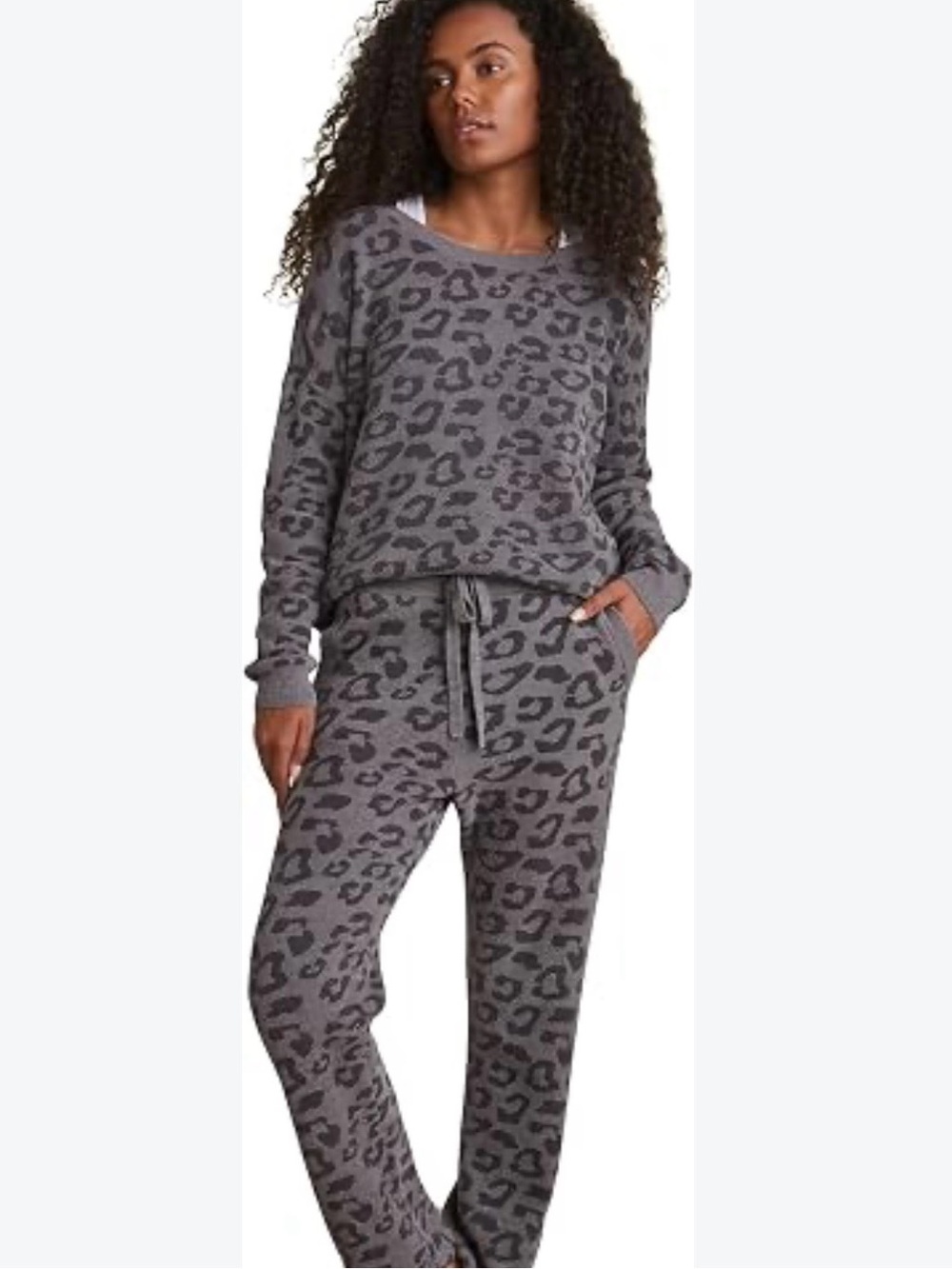 Barefoot dreams Leopard Print Lounge Set - Gray. Medium